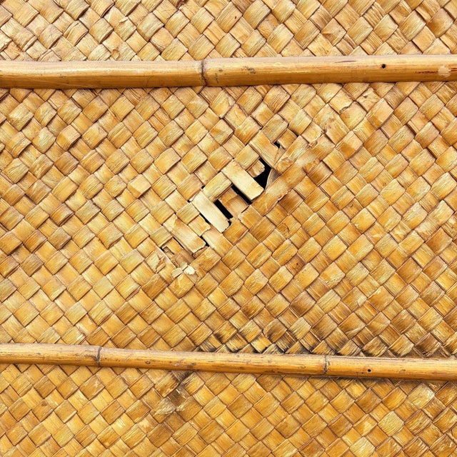 Wood 1930s Art Deco 9' Foot X 6' Foot Rattan & Woven Wicker Wall Divider Screen For Sale - Image 7 of 10