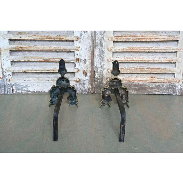 Pair of Ornate French 1950s Andirons For Sale - Image 4 of 7