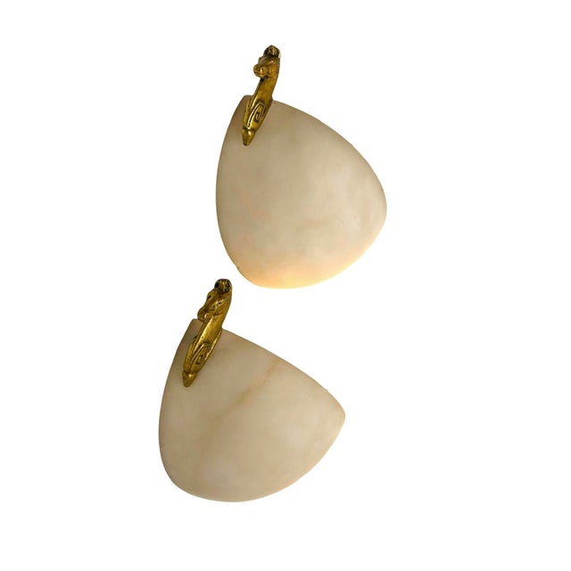 Half Dome Alabaster Wall Lights with Horse Decoration, 1960s, Set of 2 For Sale - Image 11 of 13
