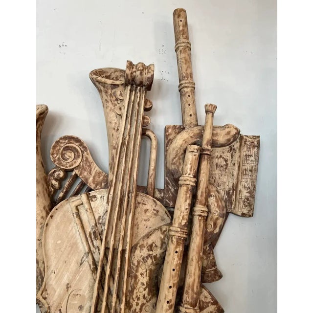 Tan Pair of 19th Century Italian Wood Musical & Instrumental Sculptures For Sale - Image 8 of 12