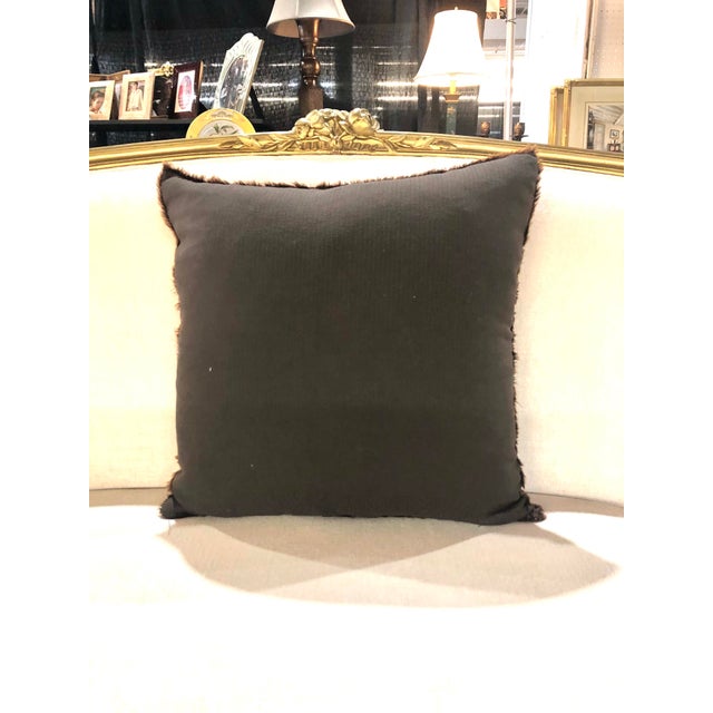 Mid-Century Modern Mid-Century Modern Brown & Tan Square Woven Tapestry Decorative Pillow For Sale - Image 3 of 4