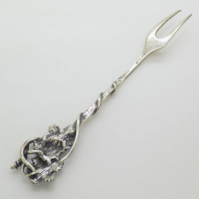 Metal Vintage Italian Handmade Genuine Silver Cocktail Fork with Grape by Raspini Gioielli, 1990s For Sale - Image 7 of 12