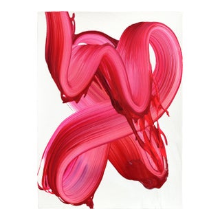 Avp_1631 - Original Abstract Deep Magenta Tone Contemporary Painting on Paper by Alex Voinea For Sale