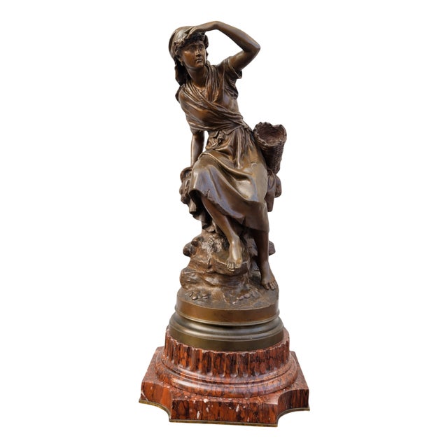 Late 19th Century Bronze & Marble Sculpture by Moreau Mathurin, 1800s For Sale