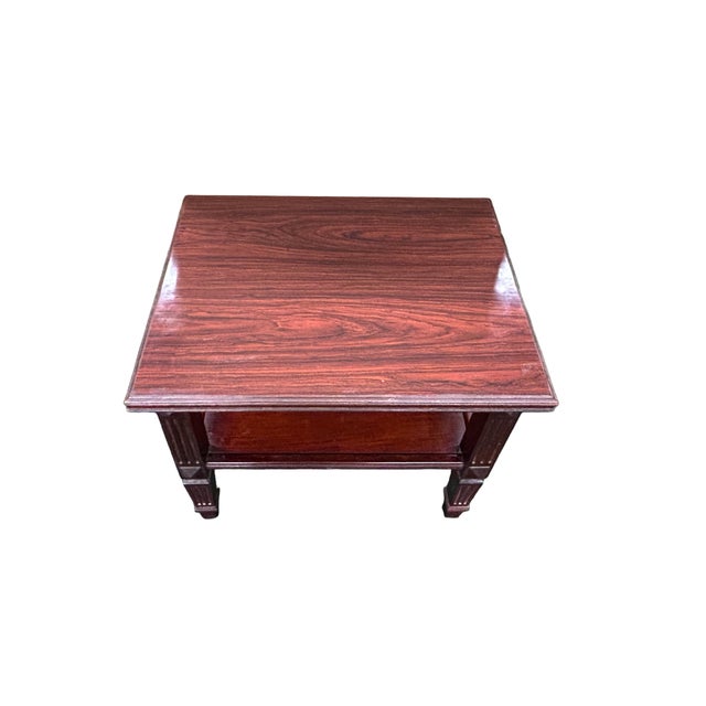 Asian Oriental Rosewood Brown Square Legs Rectangular Side Table Display Stand For Sale - Image 3 of 6