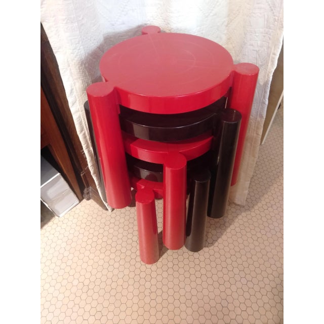 1960s Stools in Red and Black from Kartell, Set of 5 For Sale - Image 5 of 13
