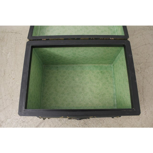 Decorated Flip Top Storage Chest on Metal Base For Sale - Image 4 of 13