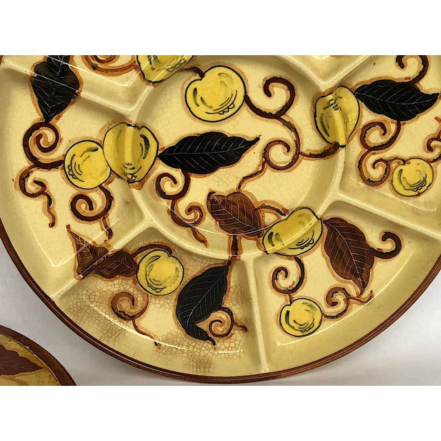 Antique Hand Painted Japanese Ceramic Serving Tray in Decorative Lacquer Box For Sale In New York - Image 6 of 13
