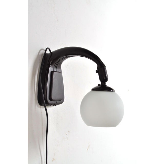Brown Vintage Bakelite Wall Light in Milk Glass, 1960s For Sale - Image 8 of 8
