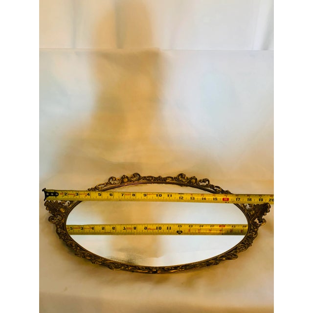 Vintage Ormolu Oval Mirror Vanity Tray For Sale - Image 10 of 13