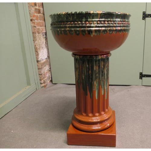 Ceramic French Arts and Crafts Glazed Terracotta Jardiniere, 1960s For Sale - Image 7 of 8
