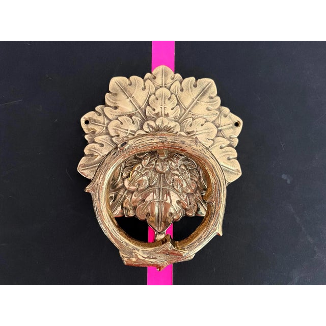 Mid Century Brass Faux Bois Wreath Door Knocker For Sale - Image 10 of 18
