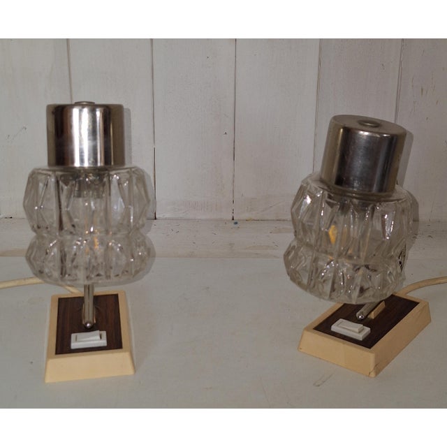 1970s Vintage Bedside Lamps with Brown-Beige Plastic Frame from Hustadt-Leuchten, 1970s, Set of 2 For Sale - Image 5 of 8