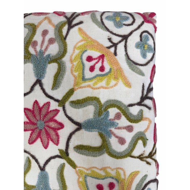Vintage Crewel Embroidered Decorative Accent Pillow For Sale - Image 4 of 10