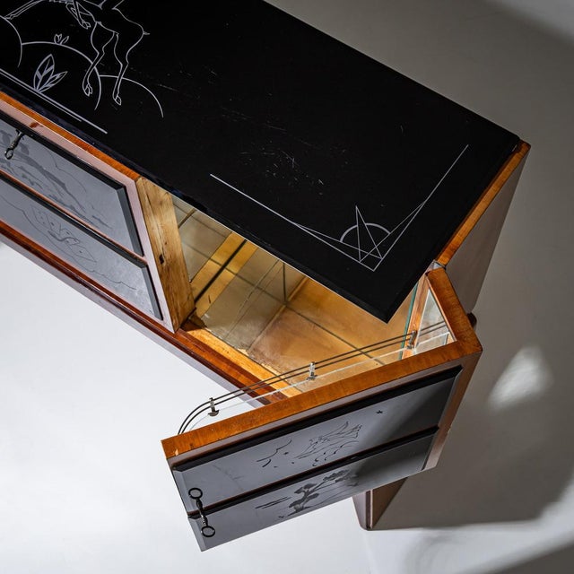Black Bar Cabinet in the style of Osvaldo Borsani, Italy, 1940s For Sale - Image 8 of 13
