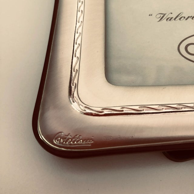 Wood Contemporary Acca "Castellani " Italian Sterling Silver Picture Frame For Sale - Image 7 of 8