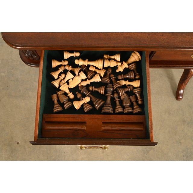 Baker Furniture Style American Empire Carved Mahogany Game Table or Occasional Table, Circa 1970s For Sale - Image 9 of 15