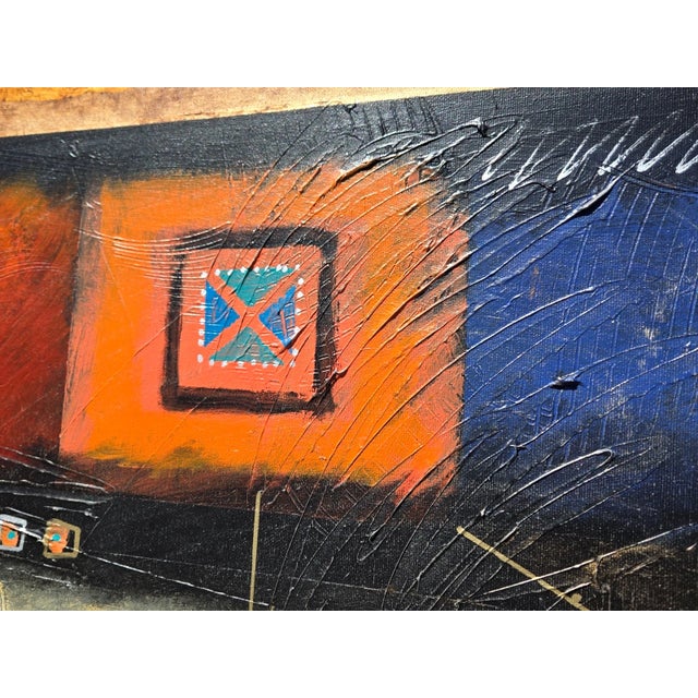 Textile Signed Bustamonte Original 50" Abstract Painting on Canvas For Sale - Image 7 of 17