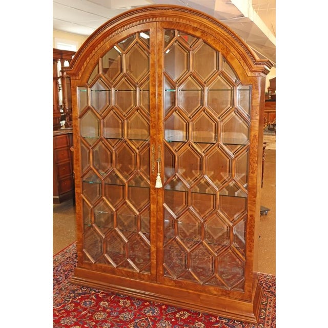 Francesco Molon V23 Italian Burl Wood Beveled Glass Display Cabinet For Sale - Image 12 of 17