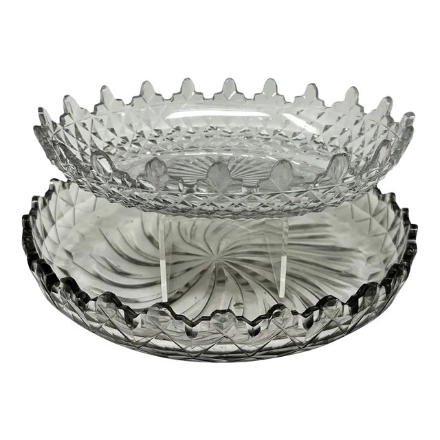 Antique Irish Tipperary Waterford Glass Cut Crystal Georgian Circular Bowl Tray For Sale