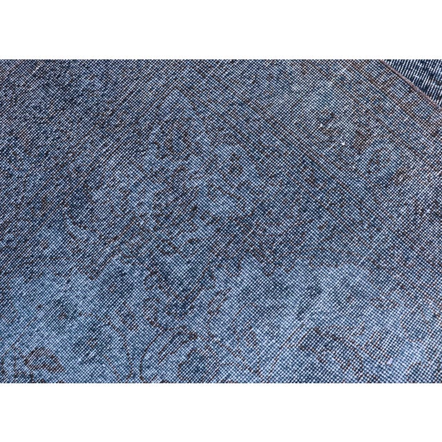 Textile Vintage Hand Knotted Turkish Overdyed Oushak Rug in Dark Blue and Charcoal For Sale - Image 7 of 12