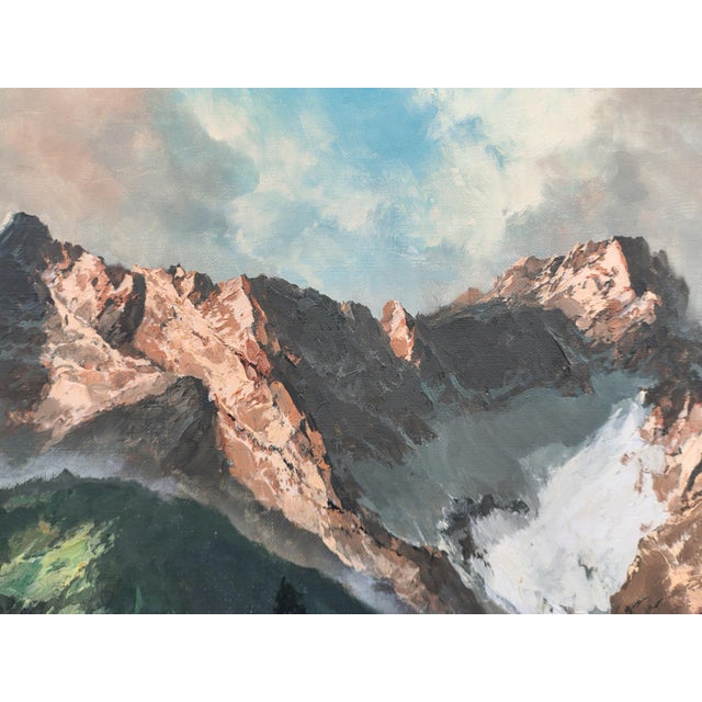 Modern Arno Lemke, Waxenstein and Alpspitze, 1950s, Oil on Canvas For Sale - Image 3 of 15