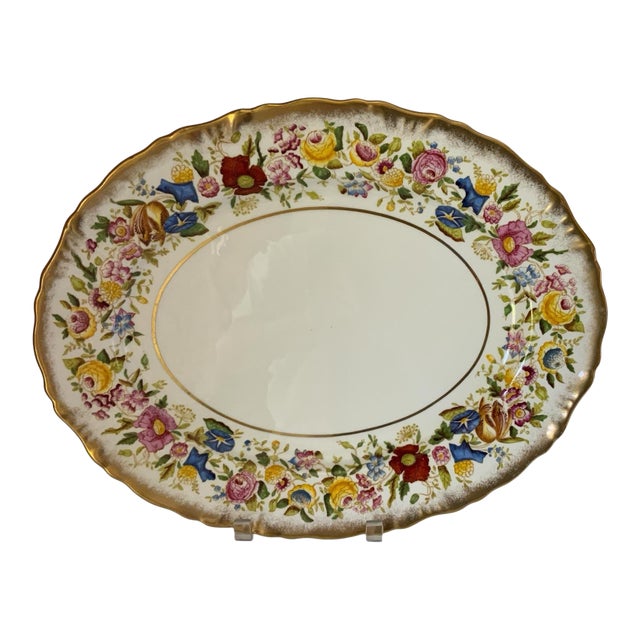 Vintage Hammersley "Queen Anne" Bone China 16" Oval Serving Platter Made in England 1940s-1950s For Sale