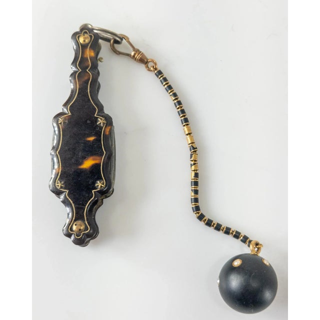 19th Century Victorian Fine Lorgnette Glasses With Gold Inlay and Enamel Watch Fob For Sale - Image 4 of 9