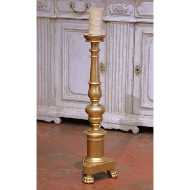 Baroque 19th Century Italian Baroque Carved Giltwood Altar Candlestick For Sale - Image 3 of 8