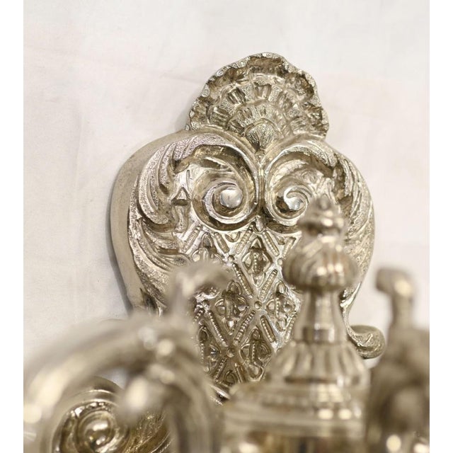 Metal Regency Silver Bronze Wall Lights, Set of 2 For Sale - Image 7 of 16