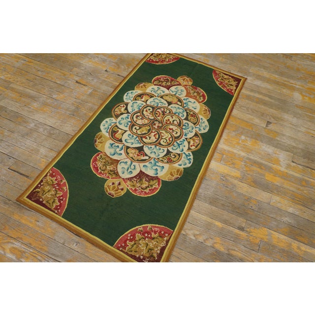 Antique European needlepoint rug, size: 2'1" x 4'4". Needlepoint Reproduction needlework carpet. The delicate patterns are...