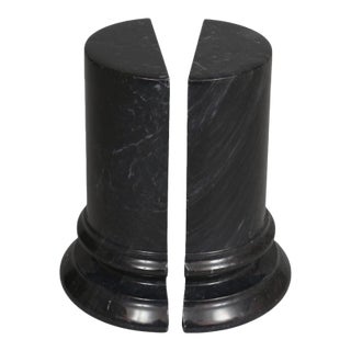 Black Marble Column Bookends, a Pair For Sale