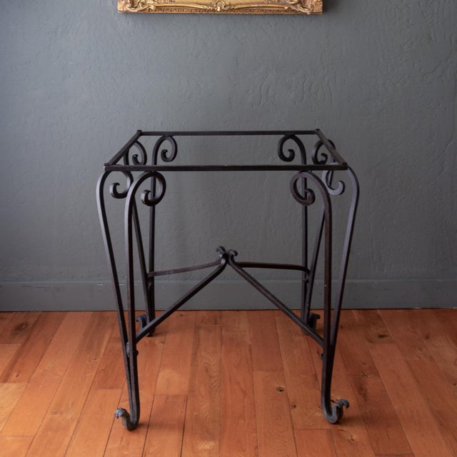 French Art Deco Black Wrought Iron Outdoor Patio Garden Table For Sale - Image 9 of 18