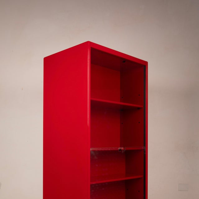 Double-Face Rotating Bookcase / Cabinet in Red Lacquer by Cini Boeri for Arflex, 1980 For Sale - Image 10 of 18
