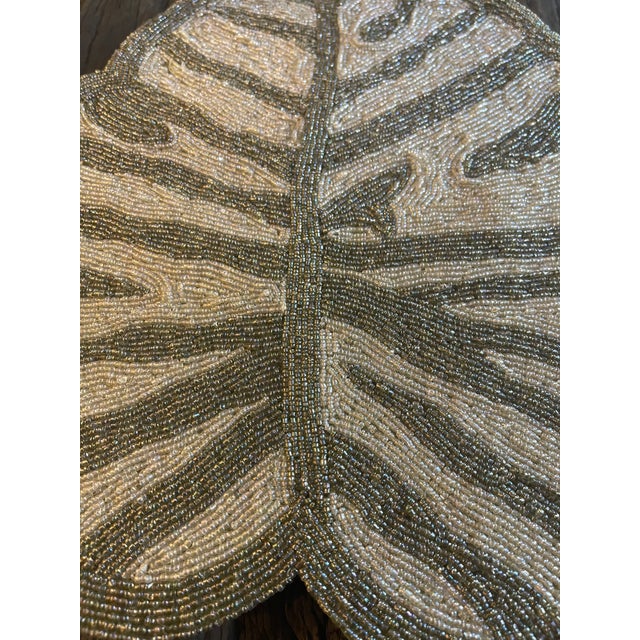 Coastal 1950s Pair Tropical Leaves Beaded Placemats For Sale - Image 3 of 3