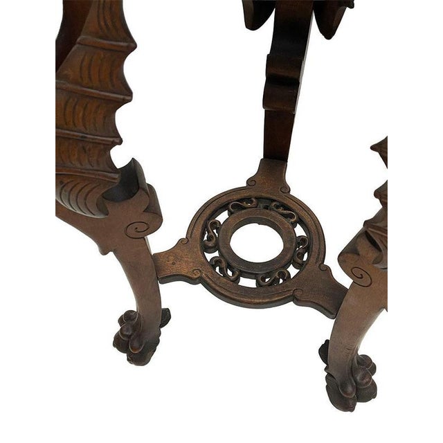 Asian Carved Plant Tables with Dragons, 1920, Set of 2 For Sale - Image 9 of 17