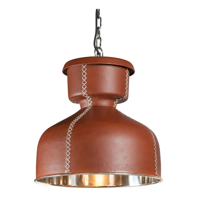 Matthew Izzo Home Small Leather Dome Pendant Light For Sale