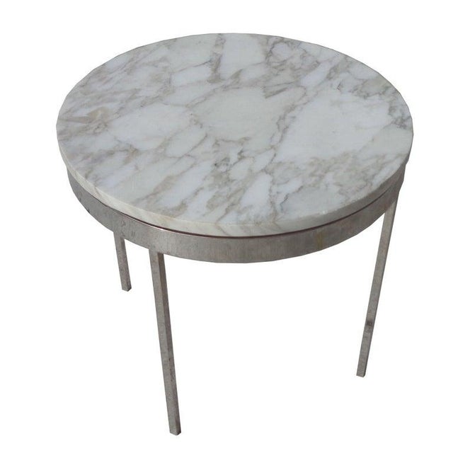 Nicos Zographos 1970s Mid Century Chrome Marble Side Table in the Style of Nico Zographos For Sale - Image 4 of 7