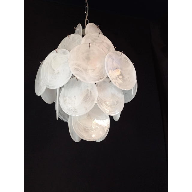 Vintage Murano Alabaster Disc Chandelier, 1968 For Sale - Image 13 of 15