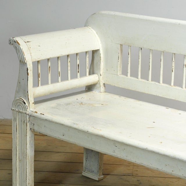White Antique Pine Bench, 1900s For Sale - Image 8 of 12