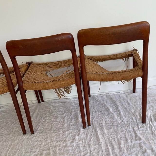 1960s 1960s Four Neils Otto Moller Model 75 Danish Mid Century Teak Wooden Chairs For Sale - Image 5 of 12