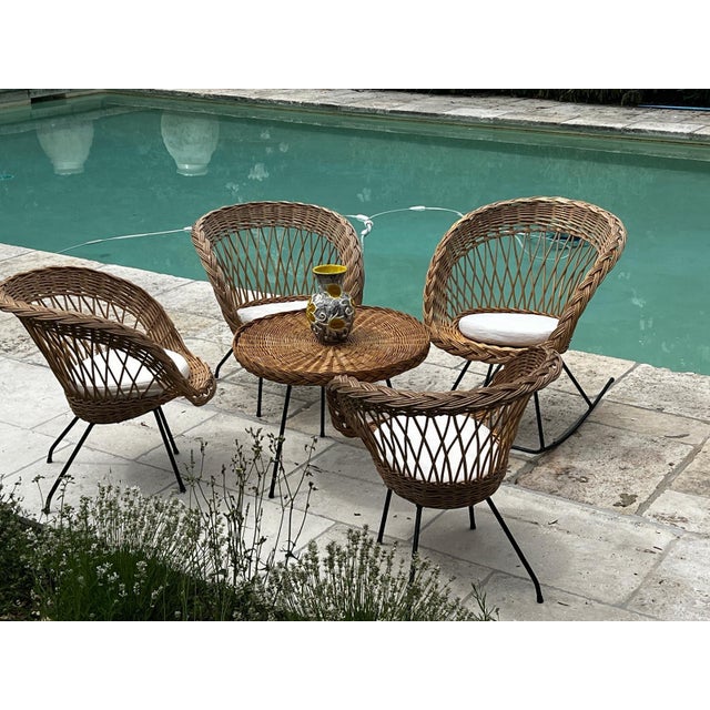 1960s Vintage Rattan Garden Set, 1960s, Set of 5 For Sale - Image 5 of 10