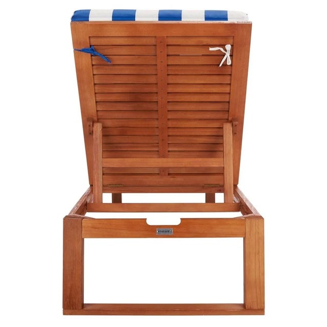 Solano Sunlounger - Natural/Royal Blue Striped For Sale - Image 11 of 12