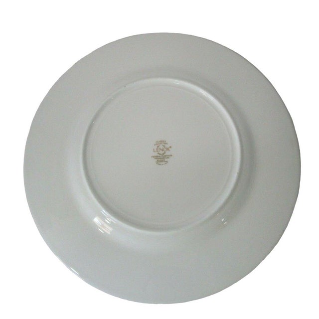 Hollywood Regency 1990s Lenox Classics Collection Federal Platinum Bone China Accent Luncheon Plate For Sale - Image 3 of 10