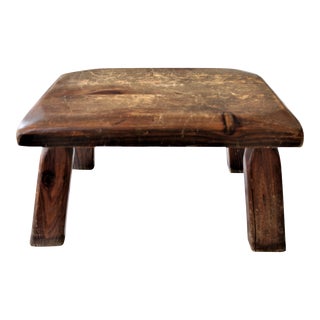 Carved French Milking Stool For Sale