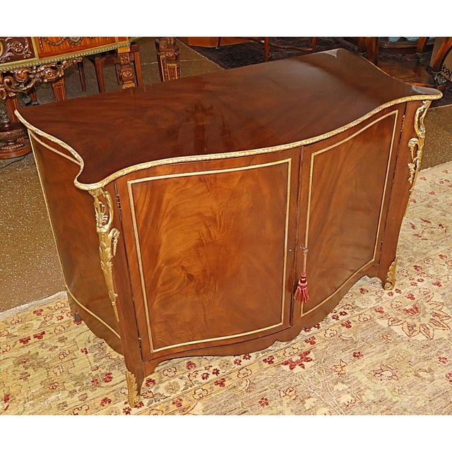 1990s 1990s French Style Baker Mahogany Metal Mounted Server Commode Buffet Sideboard For Sale - Image 5 of 11