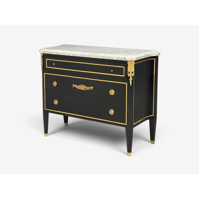 Louis Xvi, Hollywood Regency, Commodes, Ebonized, Bronze, Marble, 20th C. For Sale - Image 9 of 18