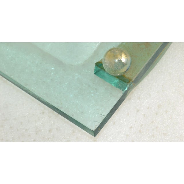 Fontana Arte Glass Beveled & Gold Infused Rectangle Footed Serving Tray Italy For Sale - Image 10 of 13