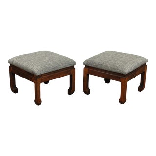 Chinese Ming Dynasty Style Vintage Pair of Custom Upholstered Stools For Sale