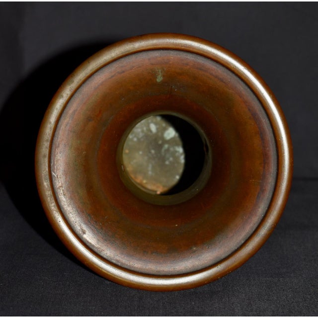 Bronze Antique Japanese Bronze Vase With Figural and Landsape Motif For Sale - Image 8 of 14
